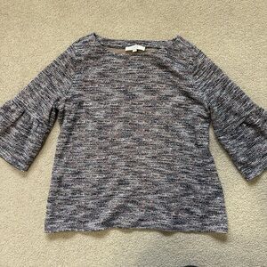 LOFT Black and Gray Multicolor Textured Blouse